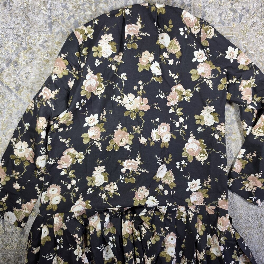 Tuckernuck NEW Midnight Garden Black Floral Drop Waist Tate Mini Dress Size M - Picture 7 of 7